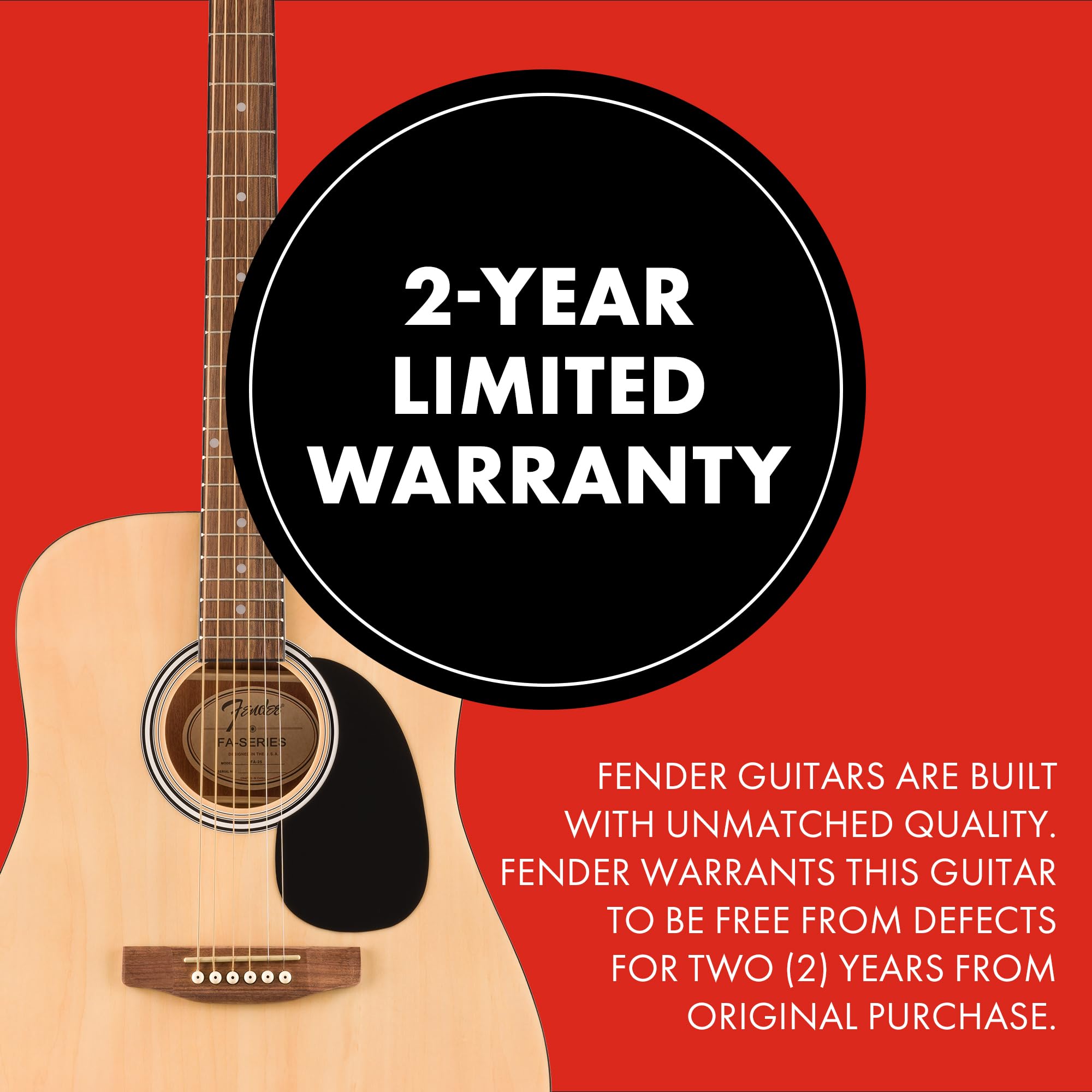 Fender FA-25 Dreadnought Acoustic Guitar, Beginner Guitar, with 2-Year Warranty, Includes Free Lessons, Natural - Image 5
